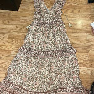 Cleobella maxi dress, size M, Soft pink, brown & cream w/streaks of copper